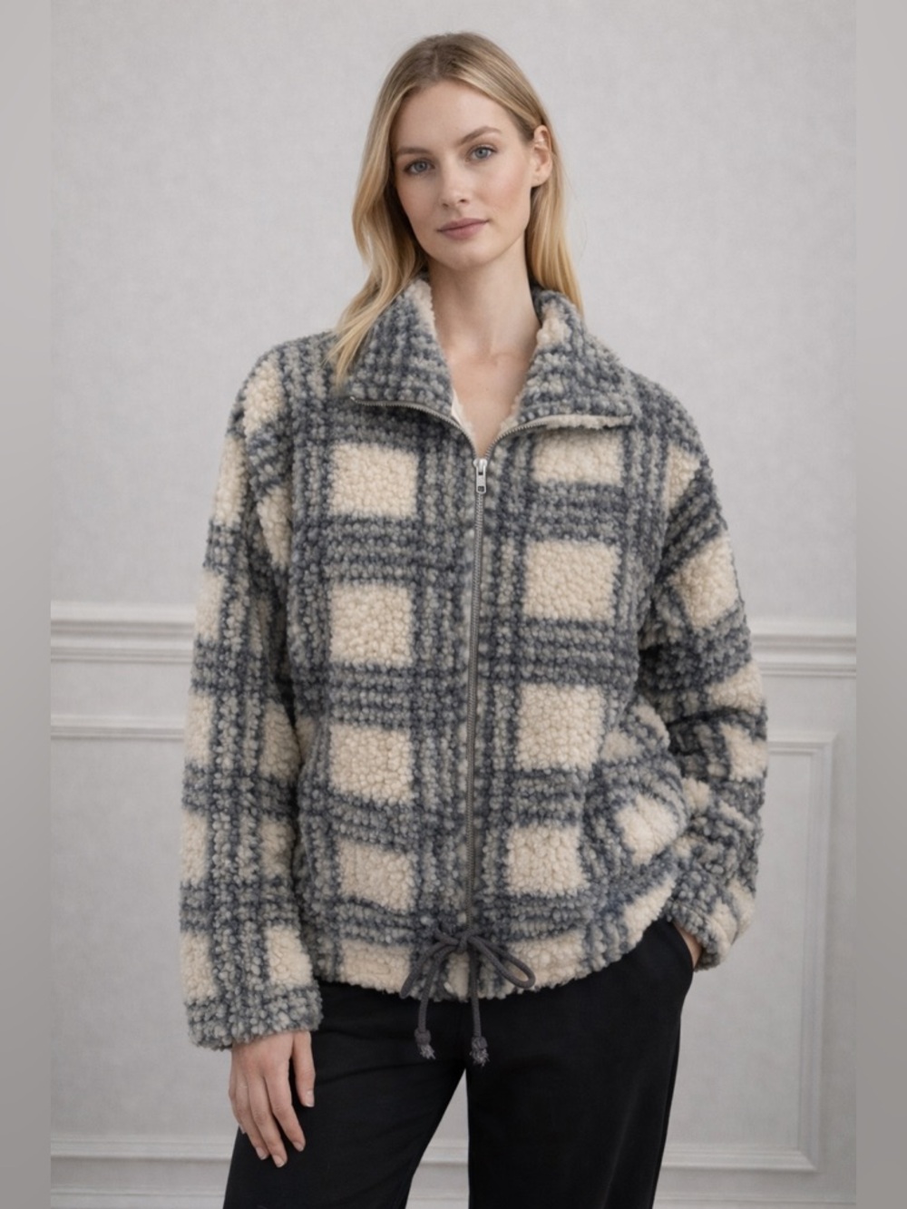 Alter’d State Plaid Sherpa‎ Zip Jacket – Size Large